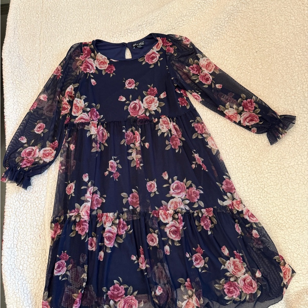 Floral Navy Kids Dress by Ava & Yelly